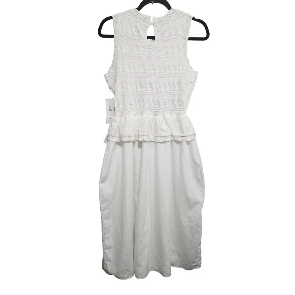 Julia Jordan‎ Mixed Media Stretch Cotton Midi Dress Size Small Color Ivory NWT